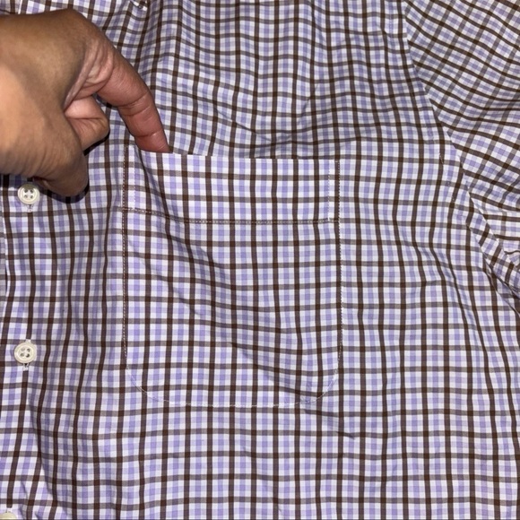 Peter Millar Dress Shirt Men Large Purple Check Relaxed Long Sleeve Button‎ Down - Picture 4 of 11